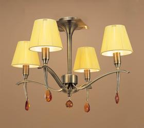 Siena Antique Brass Crystal Ceiling Lights Mantra Shaded Crystal Fittings